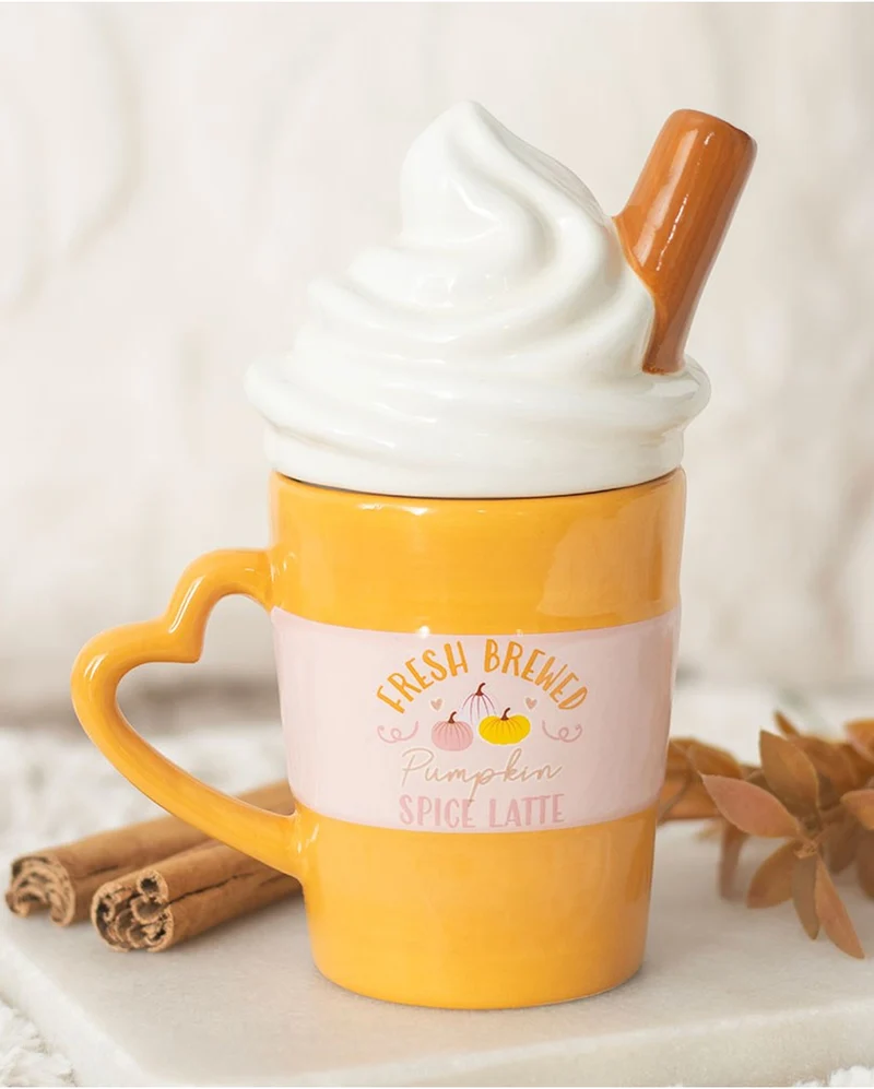 Pumpkin Spice Latte-Kaffebecher mit Deckel 10cm