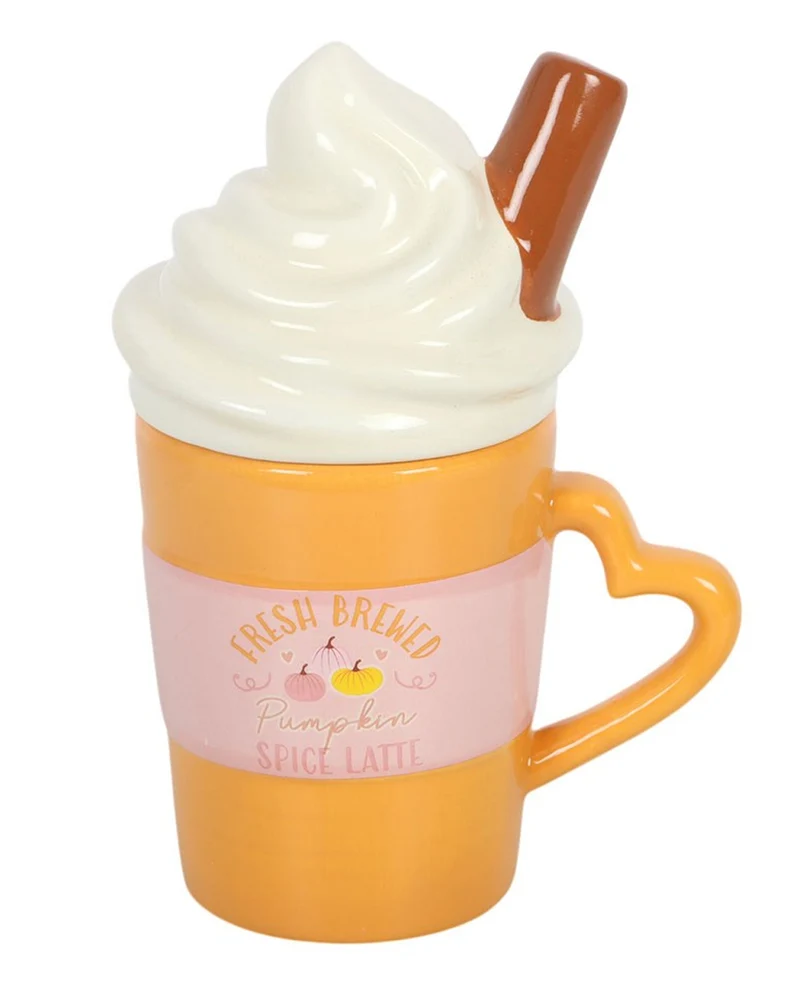 Pumpkin Spice Latte-Kaffebecher mit Deckel 10cm