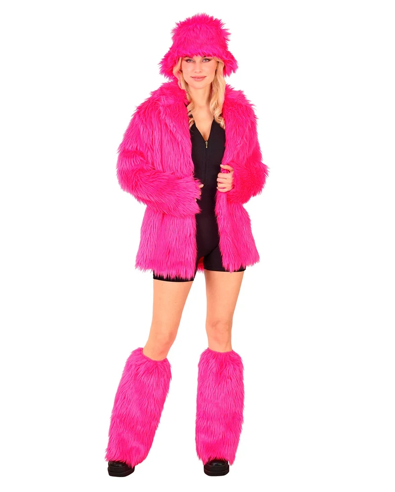 Neon Pinke Kunstfell Beinstulpen