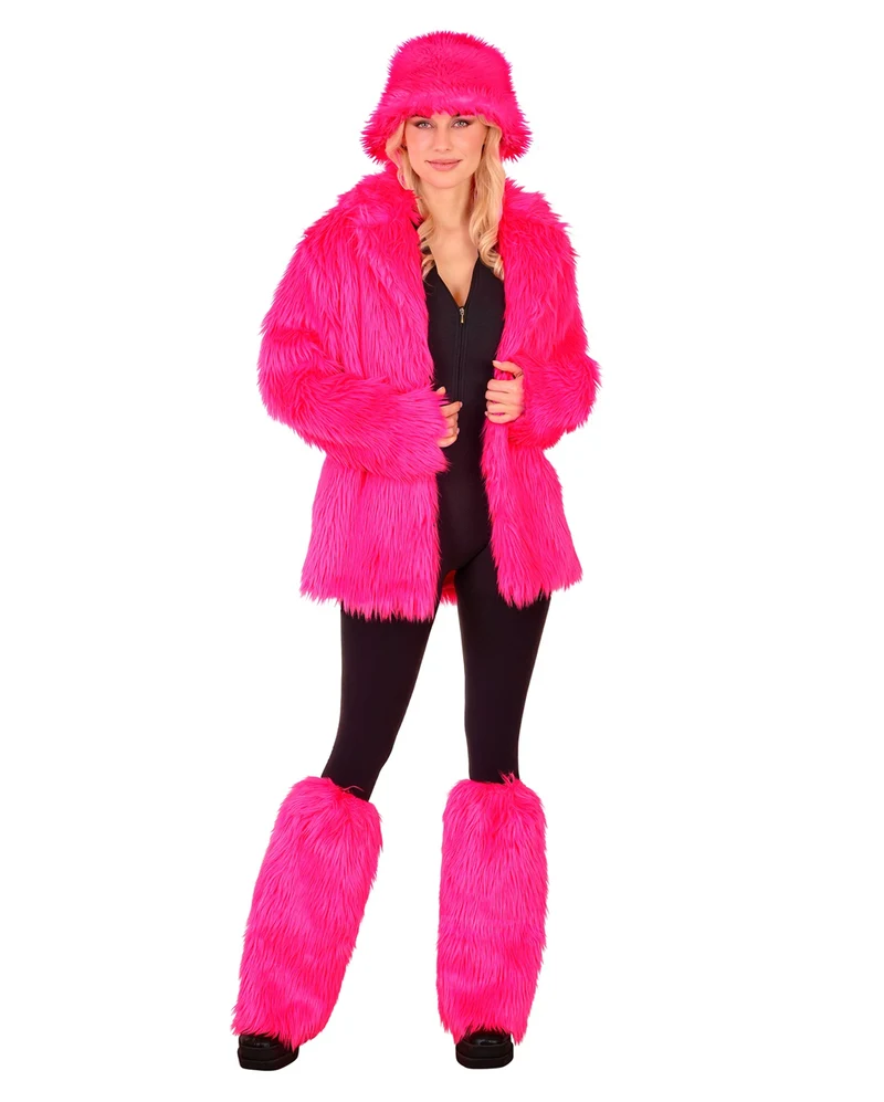 Neon Pinke Kunstfell Beinstulpen