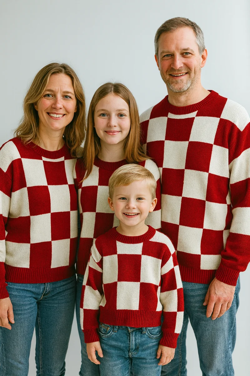 Karierter Familienpullover