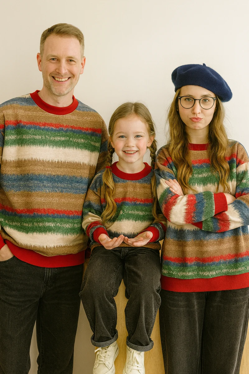 Bunter Familienpullover