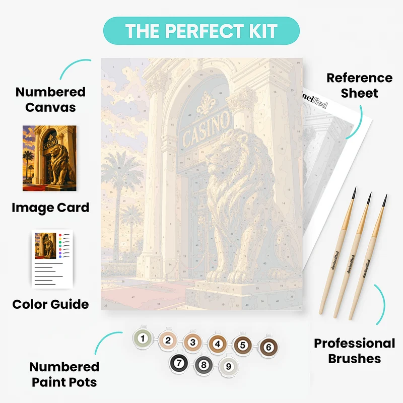 Golden Casino Lion - Paint by Numbers Kit