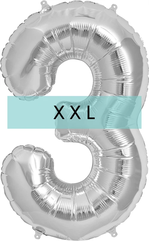 Zahlen Ballon 3 XXL Silber