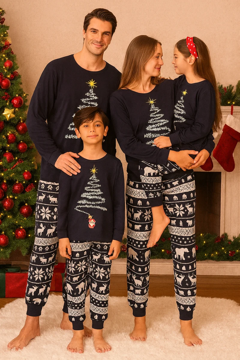 Weihnachtspyjama Blau