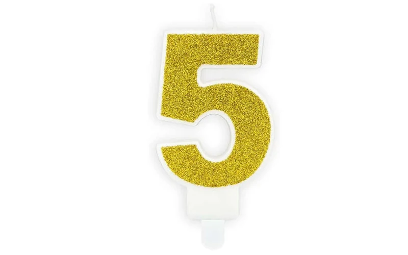 Geburtstagskerze Gold Glitzer "5"