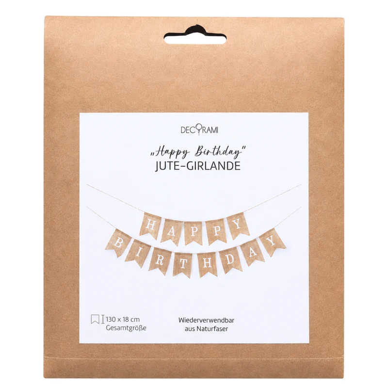 Jute-Girlande "Happy Birthday"