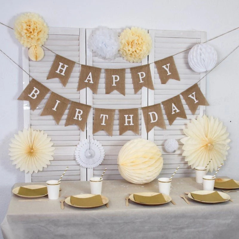 Jute-Girlande "Happy Birthday"