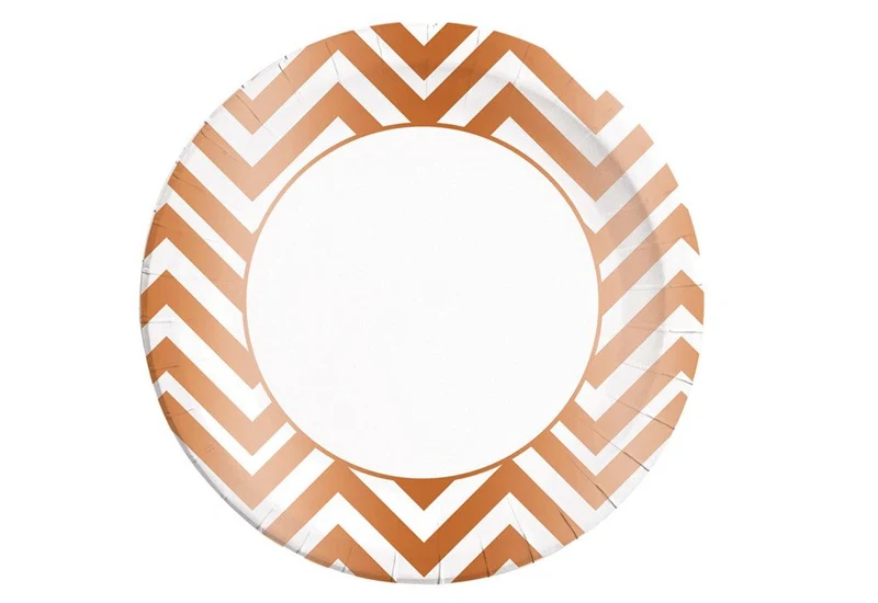 Pappteller Chevron Roségold Metallic 8 Stk.