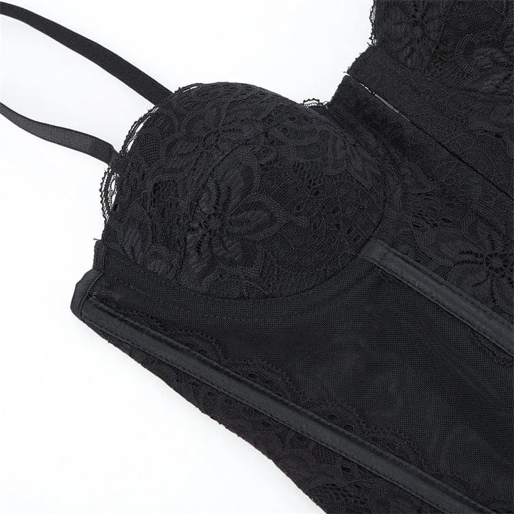 Transparentes Vollbrustkorsett aus Gothic-Spitze für Damen