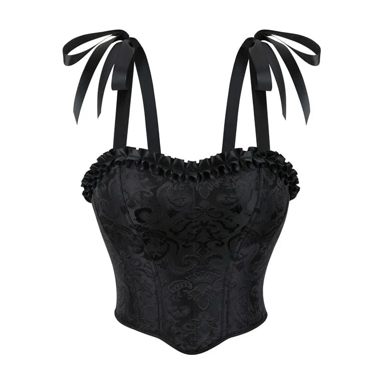 Gothic-Überbrustkorsett mit Rüschensaum und Schnürung für Damen
