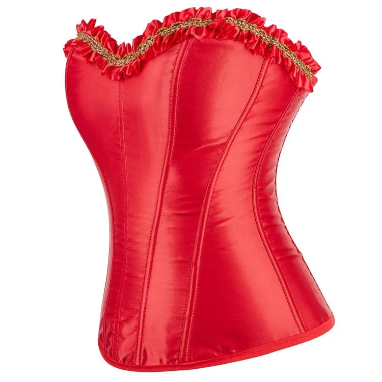 Gothic-Überbrustkorsett mit Rüschensaum und Armbinde für Damen