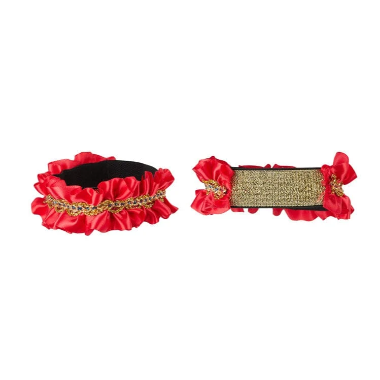 Gothic-Überbrustkorsett mit Rüschensaum und Armbinde für Damen