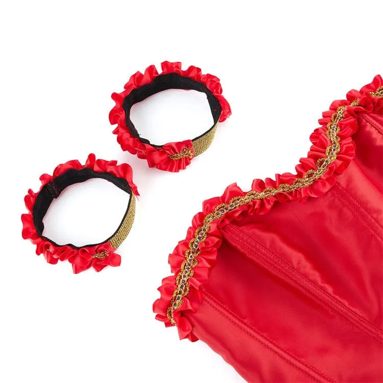 Gothic-Überbrustkorsett mit Rüschensaum und Armbinde für Damen
