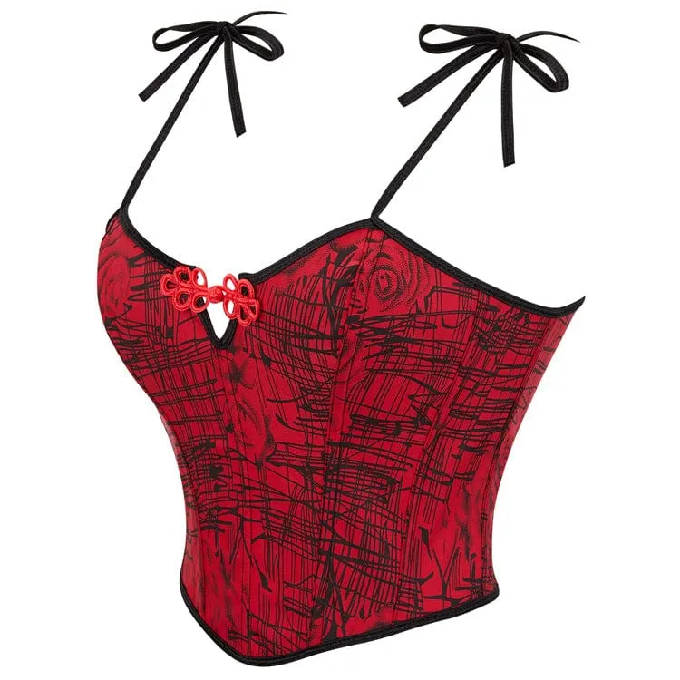 Gothic-Überbrustkorsett mit Frosch-Graffiti-Print für Damen