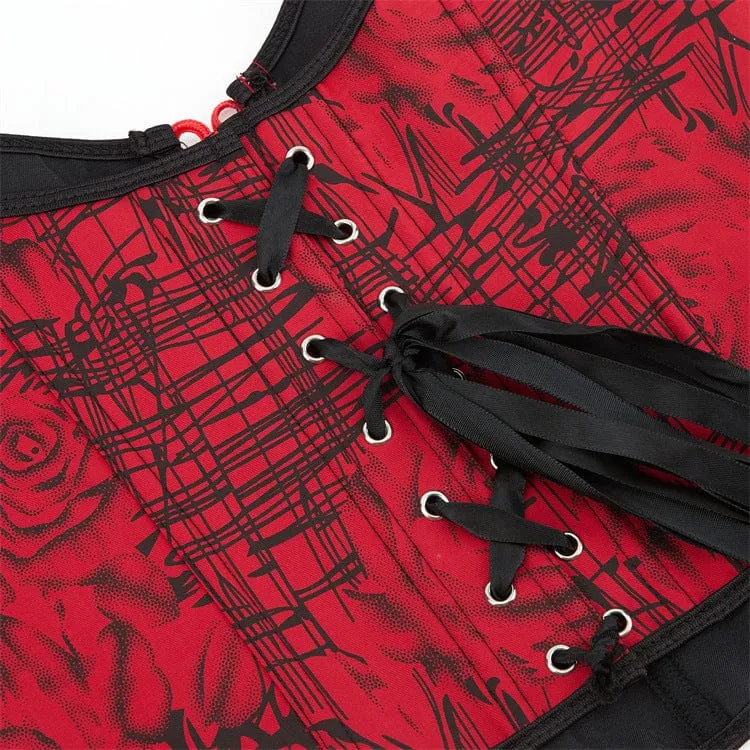 Gothic-Überbrustkorsett mit Frosch-Graffiti-Print für Damen