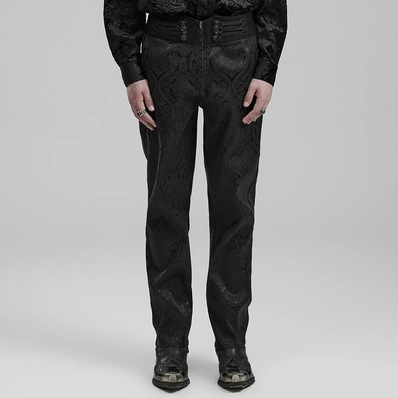 Herren-Gothic-Hose aus Jacquard mit Blumenmuster