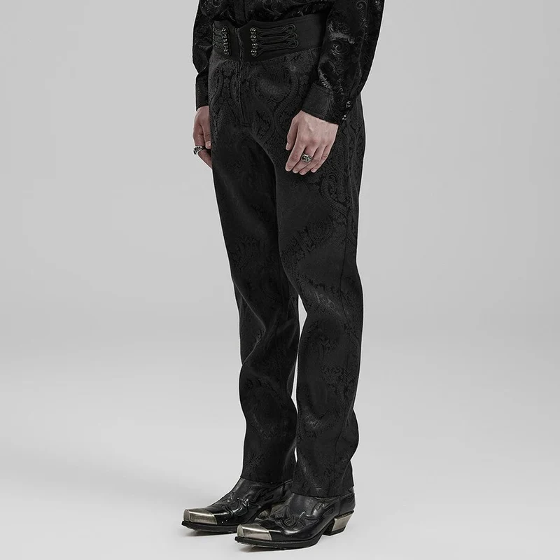 Herren-Gothic-Hose aus Jacquard mit Blumenmuster