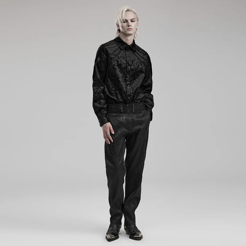 Herren-Gothic-Hose aus Jacquard mit Blumenmuster