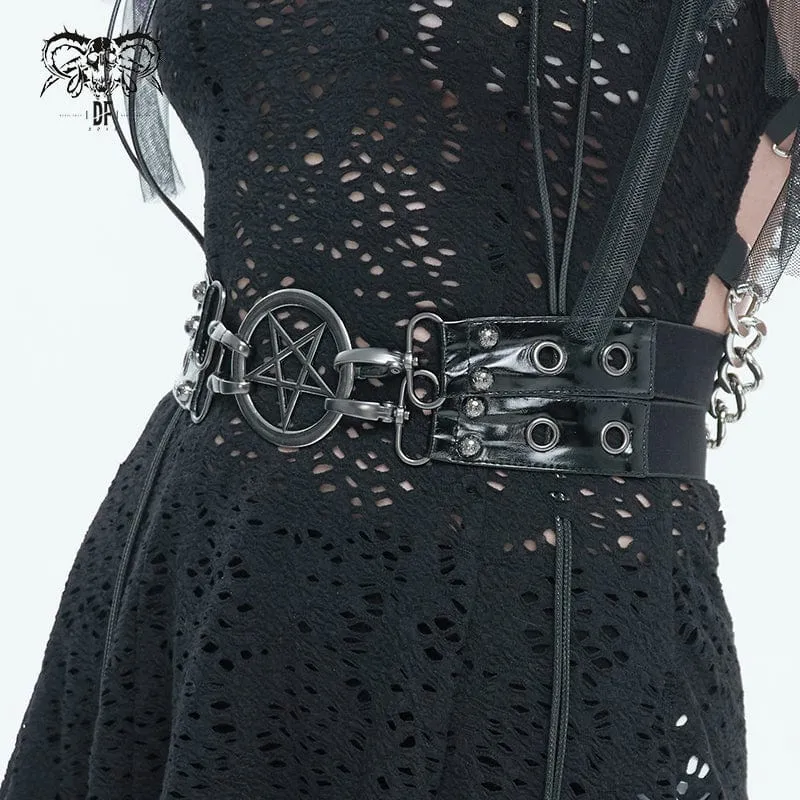 Gothic Star Double-Layer Kunstledergürtel für Damen