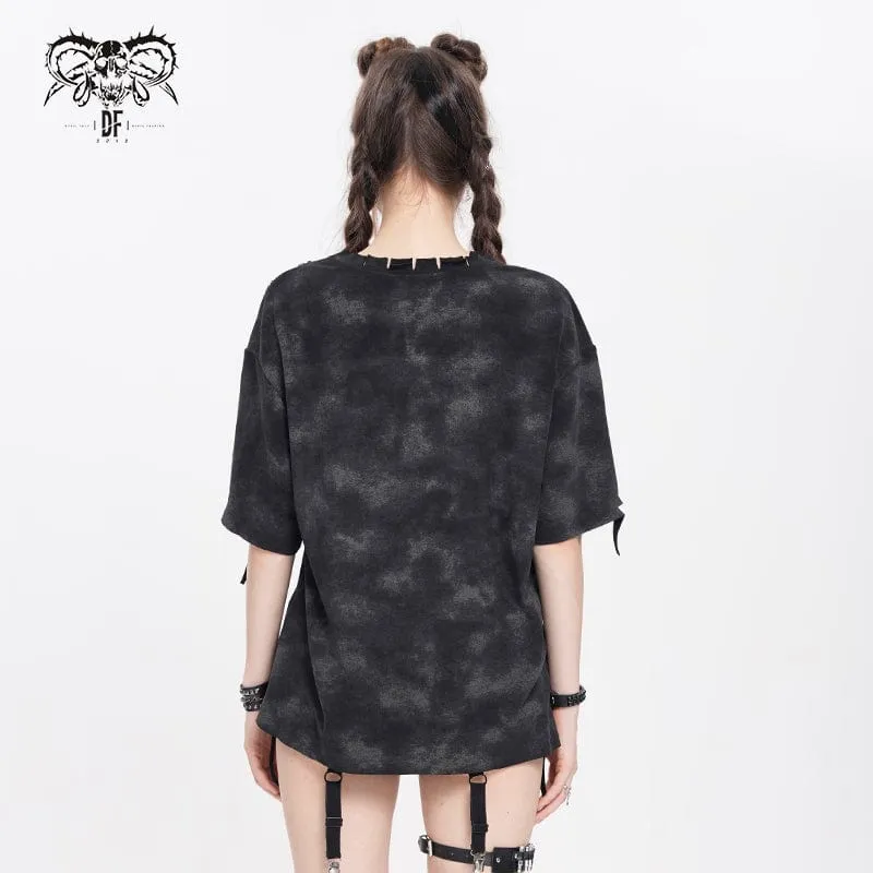 Zerrissenes T-Shirt mit Punk-Lilimar-Print für Damen