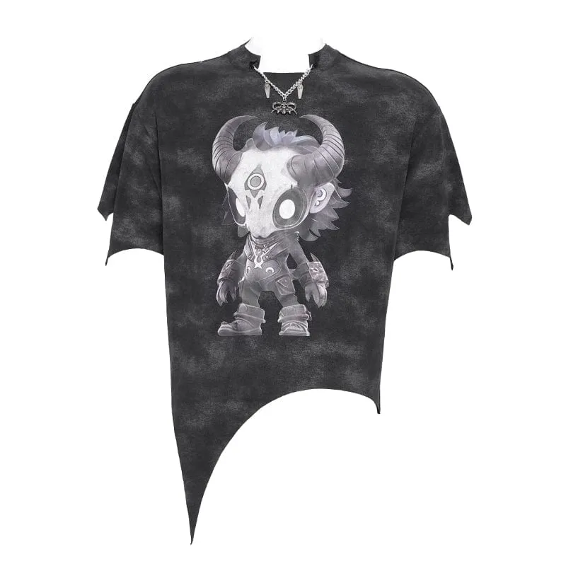 Damen T-Shirt mit Punk Hitt-Print und unregelmäßigem Muster