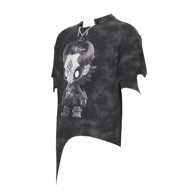 Damen T-Shirt mit Punk Hitt-Print und unregelmäßigem Muster