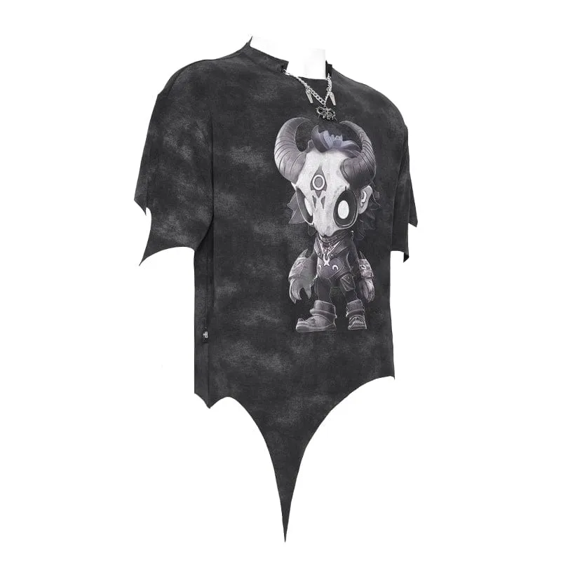 Damen T-Shirt mit Punk Hitt-Print und unregelmäßigem Muster