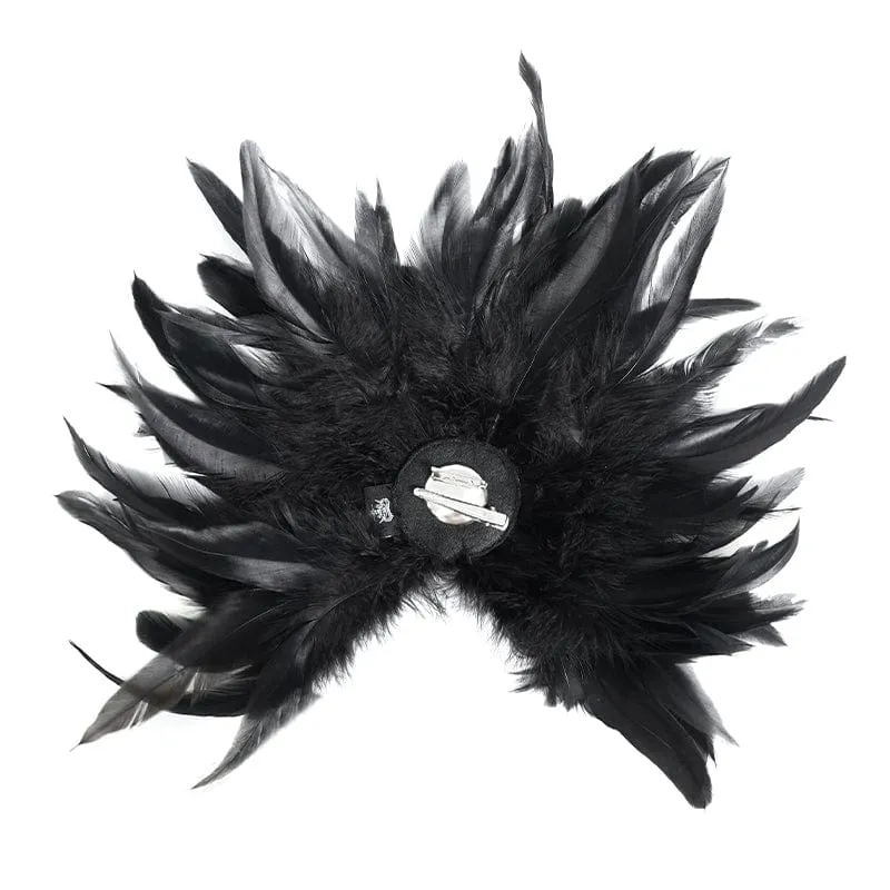 Damen Gothic Kreuz Floral Häkeln Feder Haarspange Brosche Abzeichenhalter