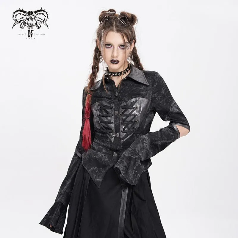 Rollkragenshirt mit Punk-Print und Cutout für Damen