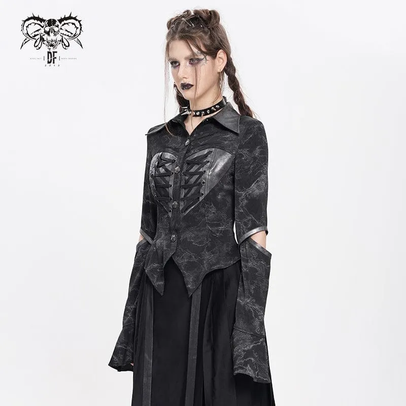 Rollkragenshirt mit Punk-Print und Cutout für Damen