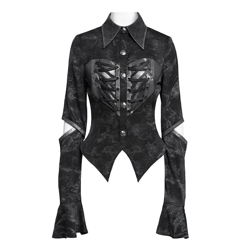 Rollkragenshirt mit Punk-Print und Cutout für Damen