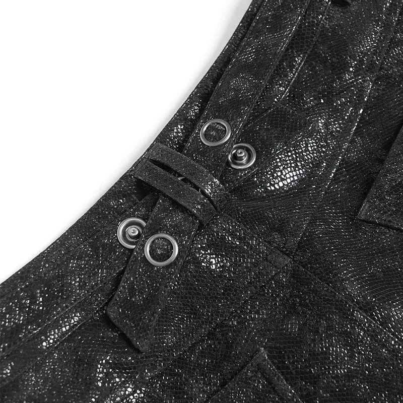 Damen-Shorts mit Punk-Schnallenriemen und Plüsch-Splice