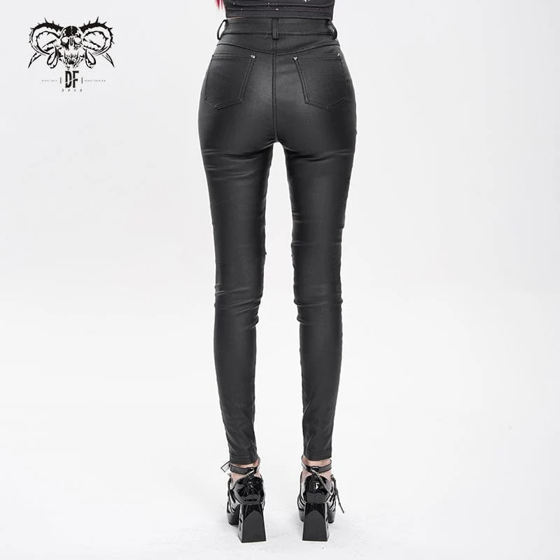 Punk-Schnürhose mit Ösenriemen für Damen