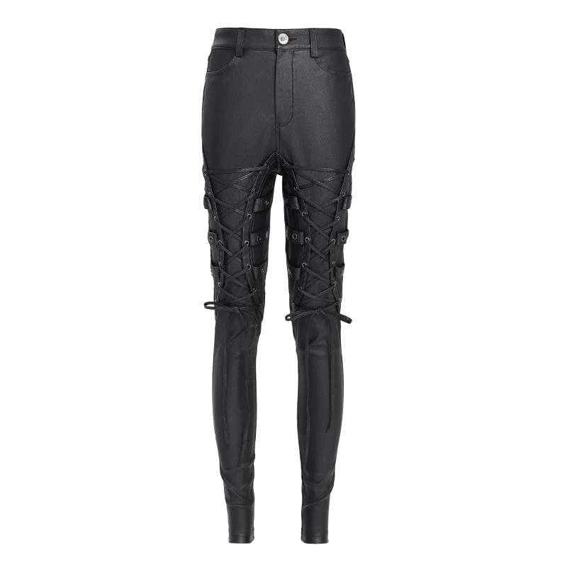 Punk-Schnürhose mit Ösenriemen für Damen