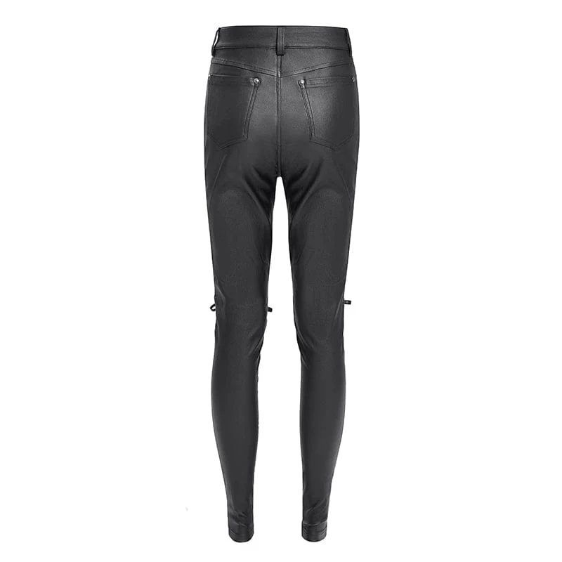 Punk-Schnürhose mit Ösenriemen für Damen