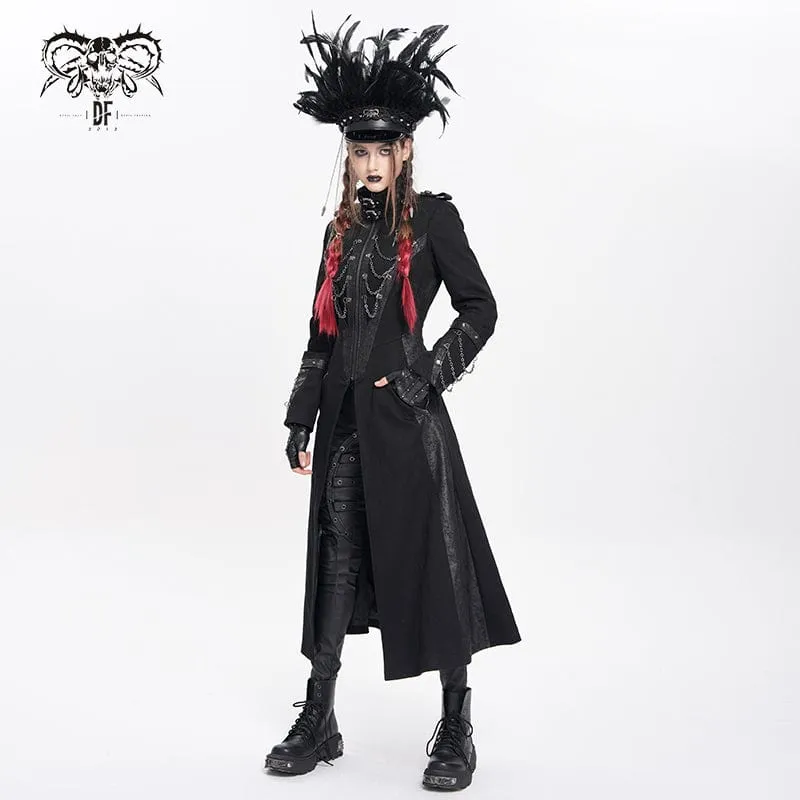 Punk-Jacke mit Kettenverschluss und Stehkragen für Damen