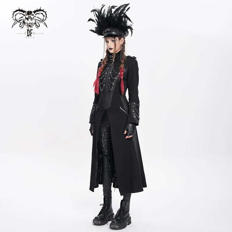 Punk-Jacke mit Kettenverschluss und Stehkragen für Damen