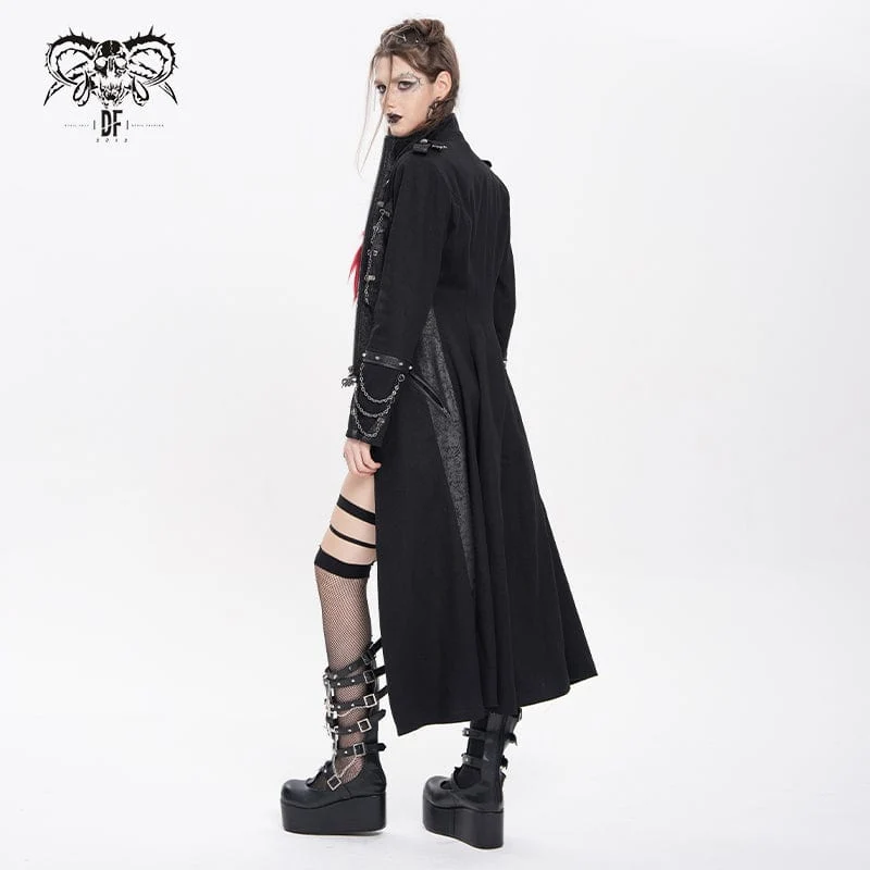 Punk-Jacke mit Kettenverschluss und Stehkragen für Damen