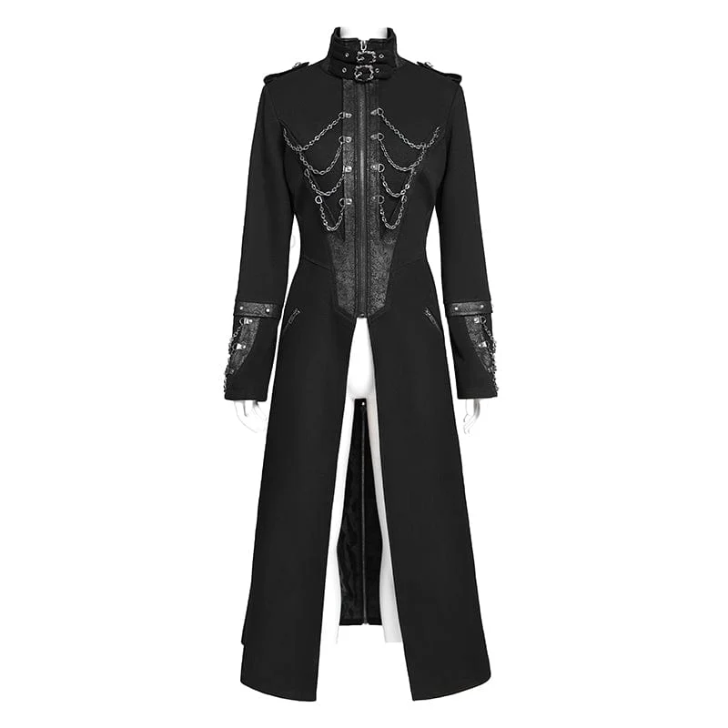 Punk-Jacke mit Kettenverschluss und Stehkragen für Damen