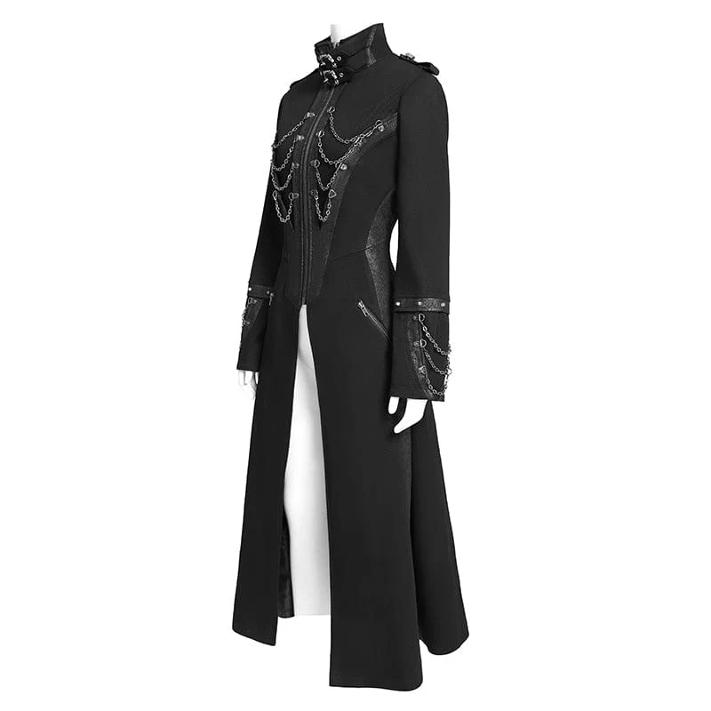 Punk-Jacke mit Kettenverschluss und Stehkragen für Damen