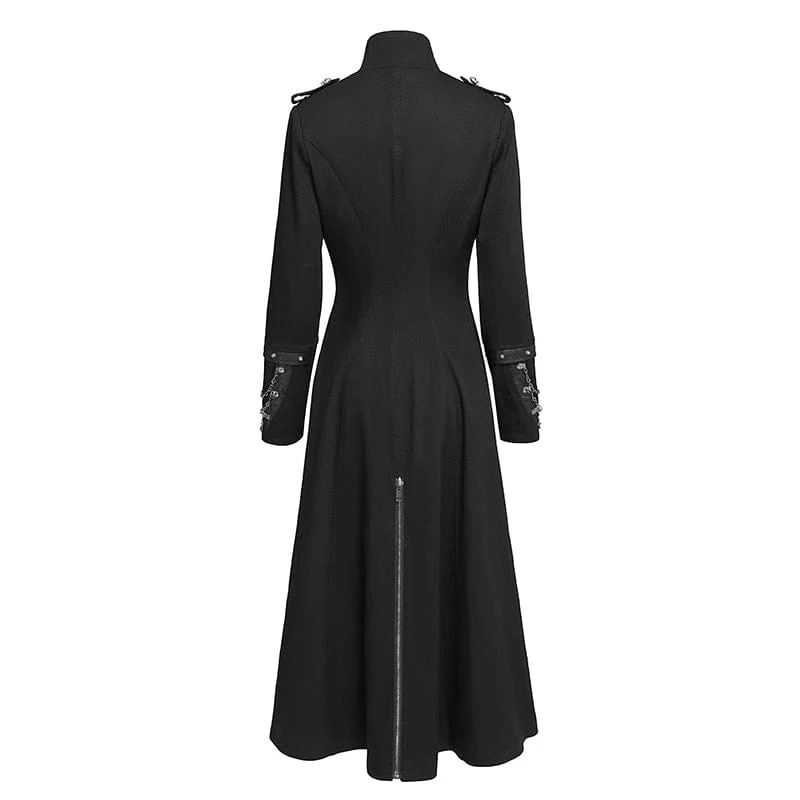 Punk-Jacke mit Kettenverschluss und Stehkragen für Damen