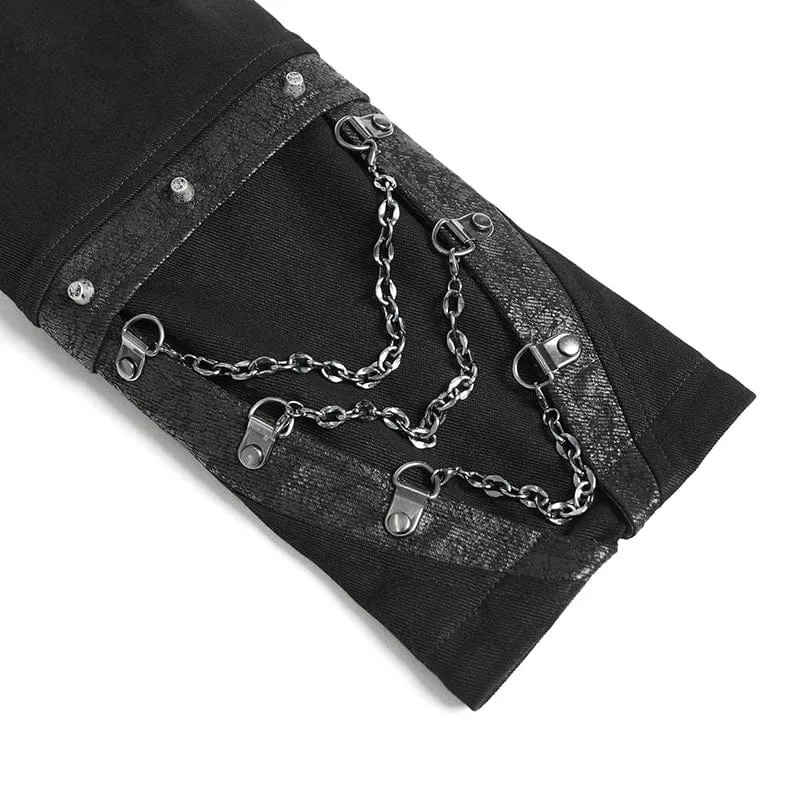 Punk-Jacke mit Kettenverschluss und Stehkragen für Damen