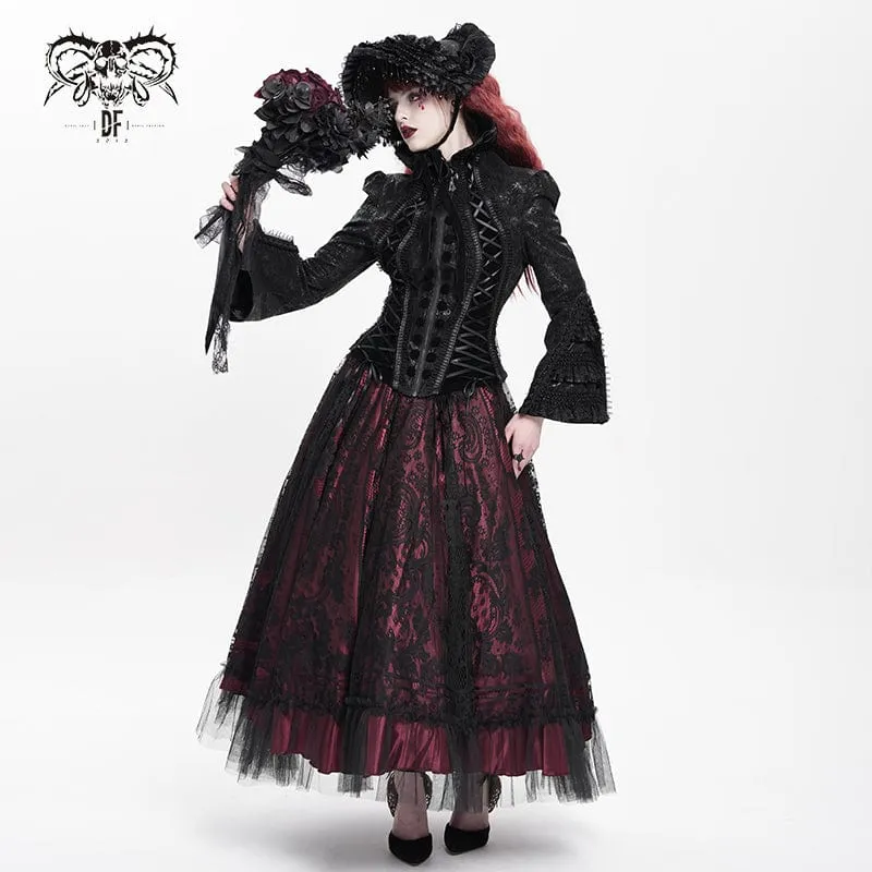 Gothic-Jacke für Damen mit Schnürung, Umlegekragen und ausgestellten Ärmeln