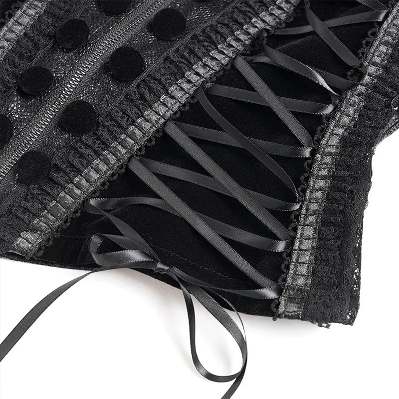Gothic-Jacke für Damen mit Schnürung, Umlegekragen und ausgestellten Ärmeln