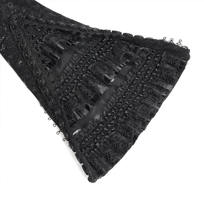 Gothic-Jacke für Damen mit Schnürung, Umlegekragen und ausgestellten Ärmeln