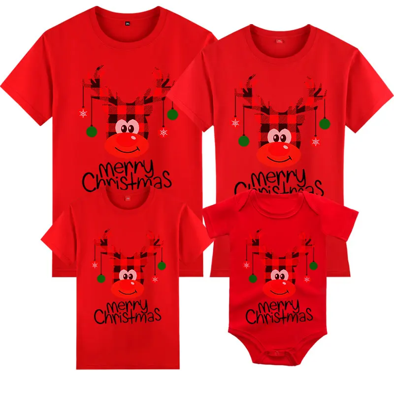 Weihnachts-T-Shirt Familie Rot