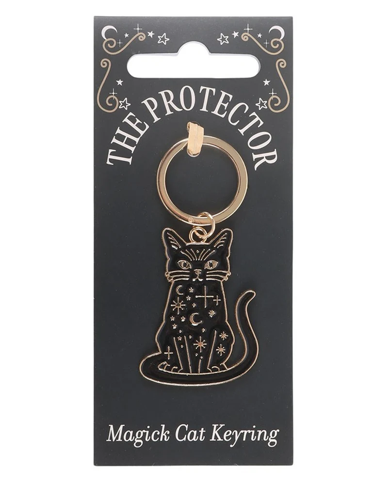 Schwarze Mystik Katze Schlüsselanhänger