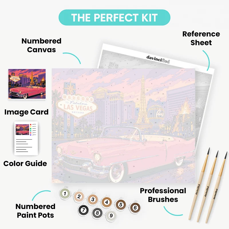 Pink Cadillac on the Strip - Paint by Numbers Kit