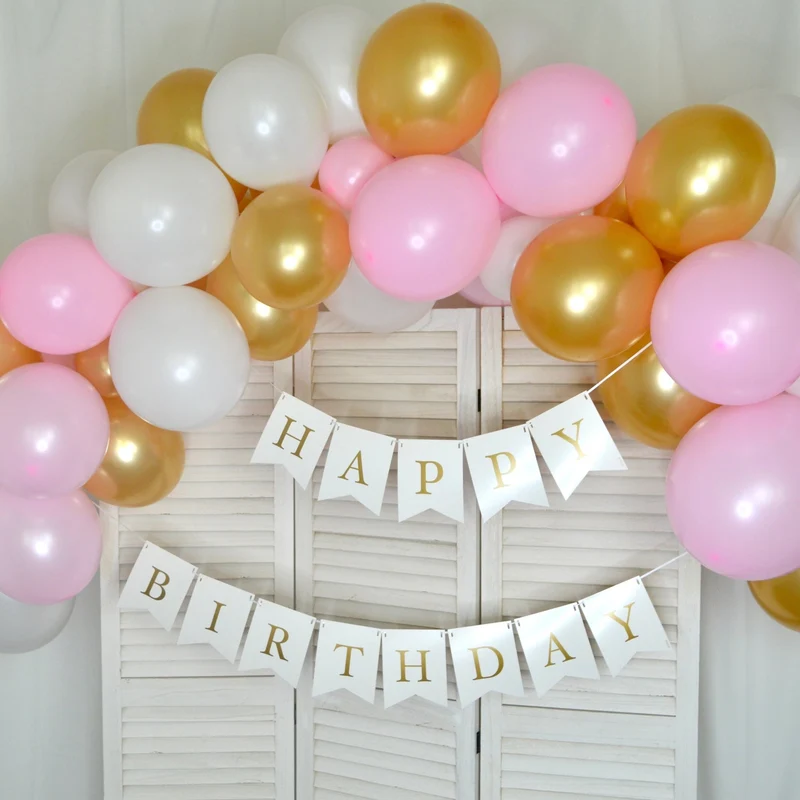 Ballongirlanden-Kit DIY Gold-Rosa